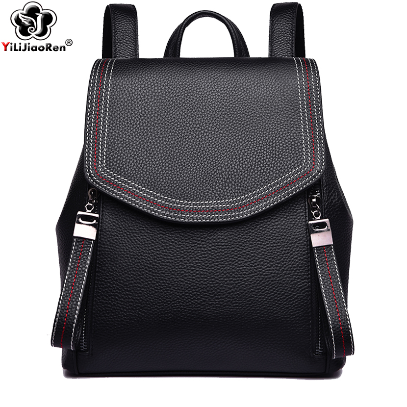Genuine Leather Backpack - Fil de mode femmes sac à