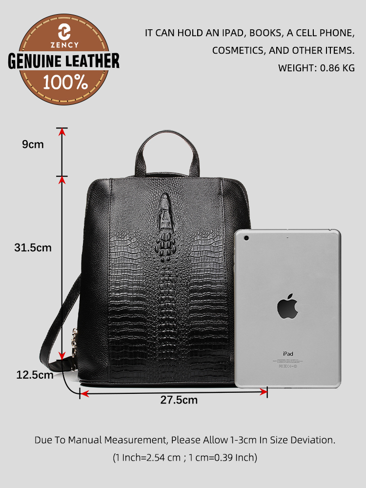 Sac à dos Zency en cuir de cro - Genuine Leather Backpack avis et prix
